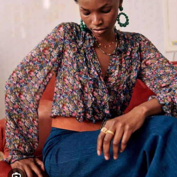 Sezane Celine purple with floral print blouse sz 36 US 4 - Picture 1 of 5